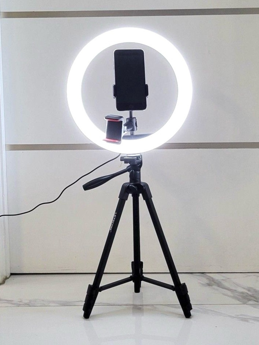 Adjustable Black Ring Light with Phone Clamp and Tripod Stand Letscom 533